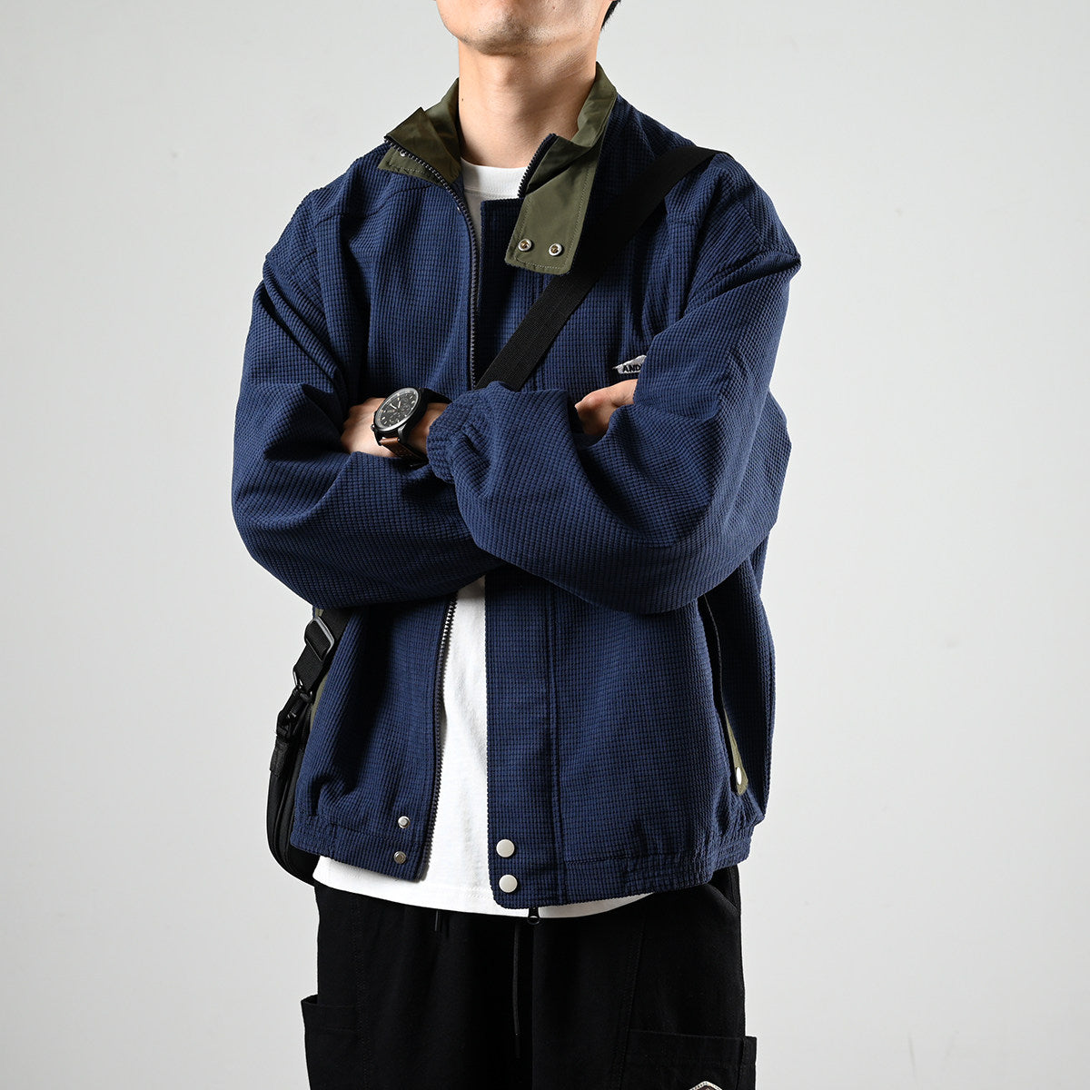 Corduroy Jacket – Contrast Stand Collar & Pocket Trim | Yamalinclothes