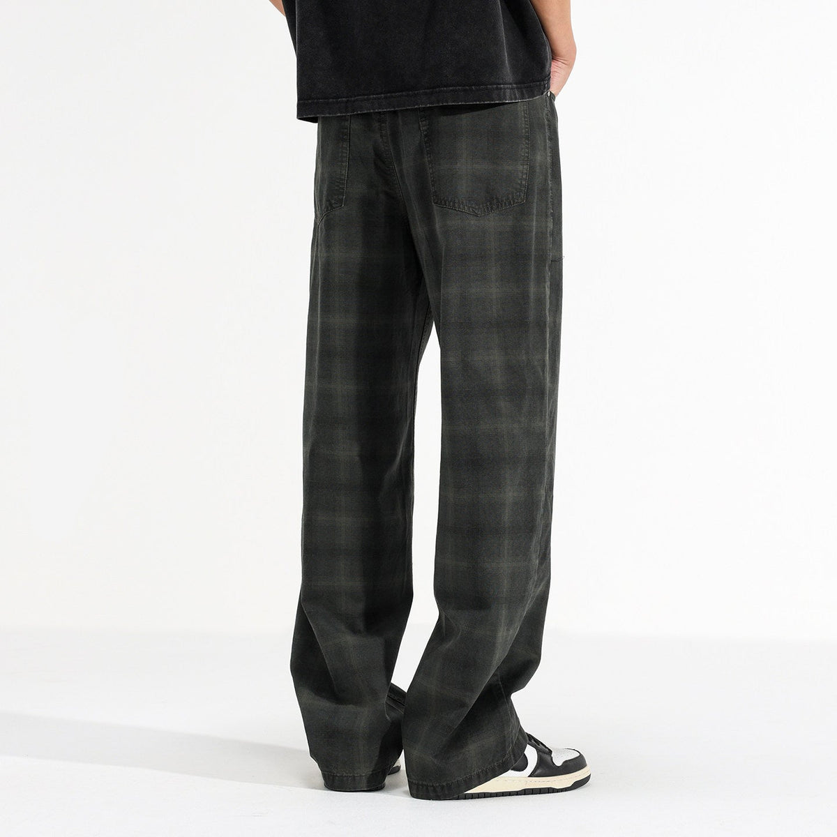 American Vintage Plaid Cargo Pants Men's 2026 Summer New Loose Wide-Leg Slacks | Yamalinclothes