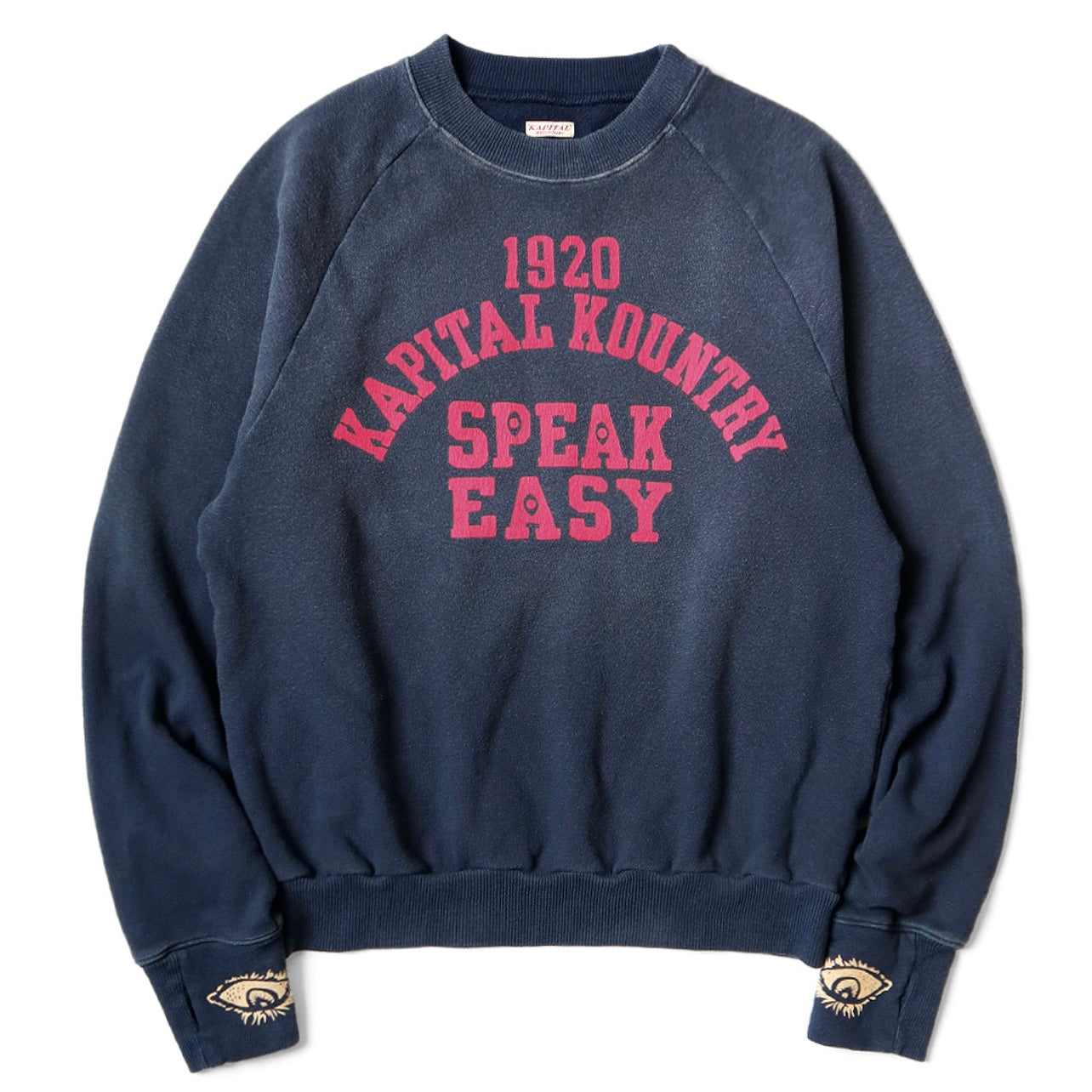 25SS Japanese casual cotton eye print distressed pullover loose crewneck sweatshirt