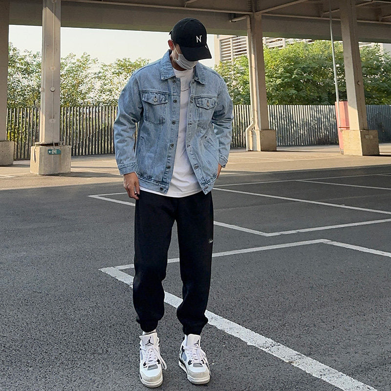 American Vintage Washed Denim Jacket – Oversized Unisex Utility Trucker Coat