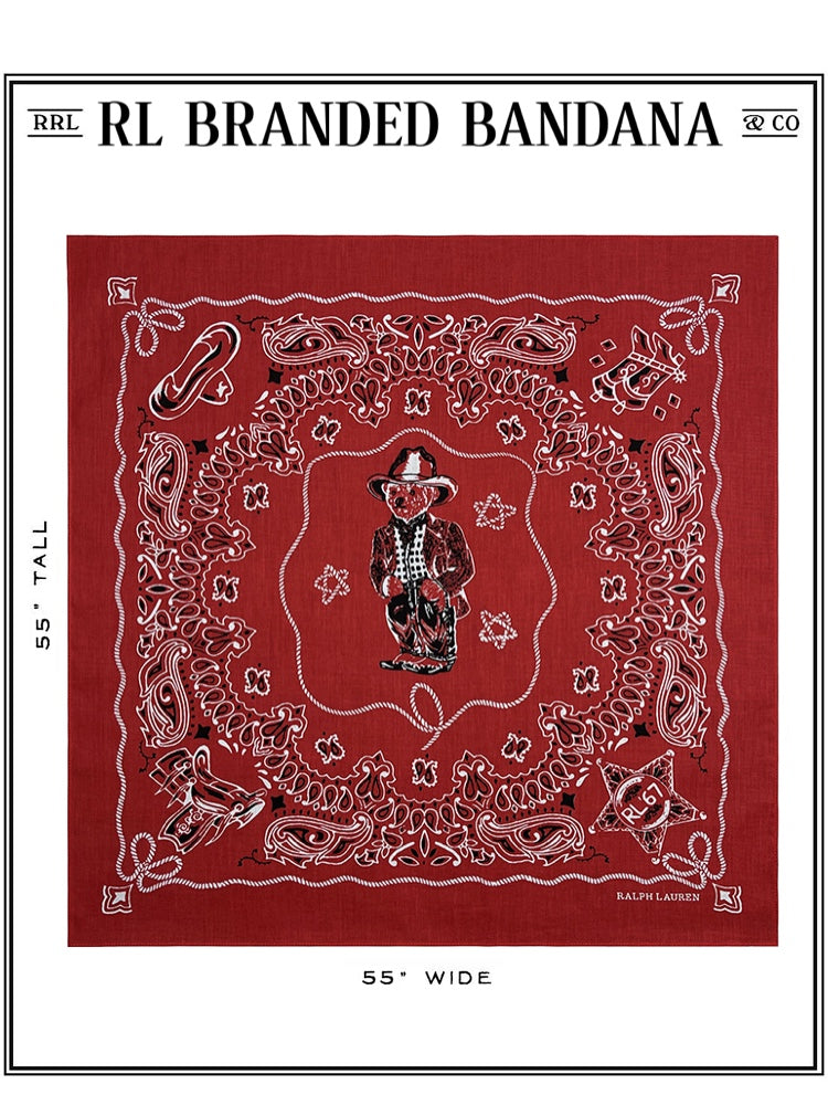 Mr. Bear American Retro Silk Screen Printing Ami Ka Ji 55cm Red Scarf Banana Non rlpolo