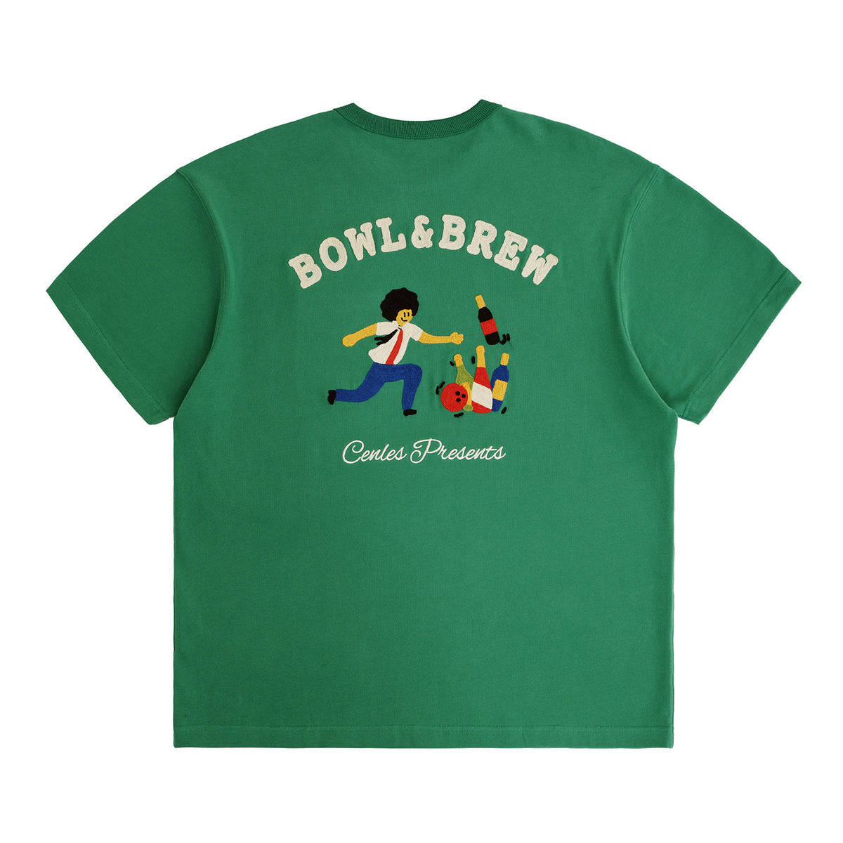 Bowling & Wine Embroidered T-Shirt – Loose Fit American Vintage Crew Neck Short Sleeve Tee | Yamalinclothes