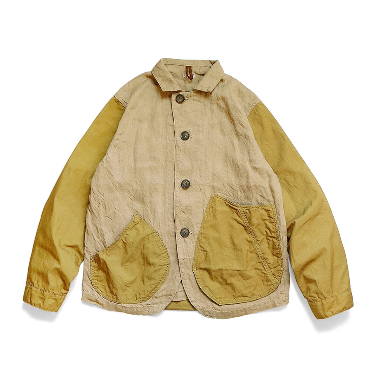casual linen color-block lapels loose jacket shirt long sleeves