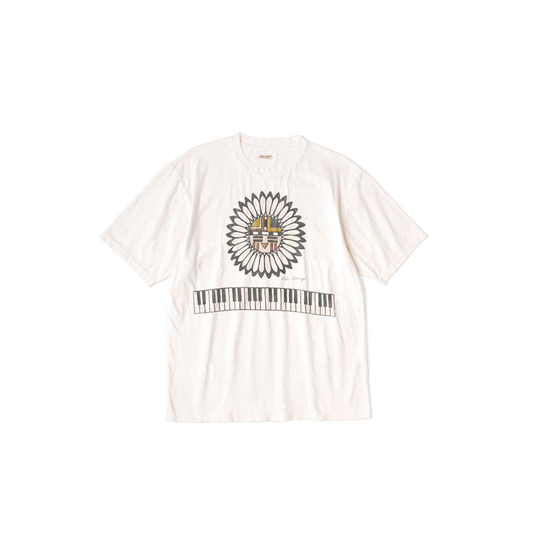 Japanese casual tenzhu cotton print piano key round neck short sleeve T-shirt