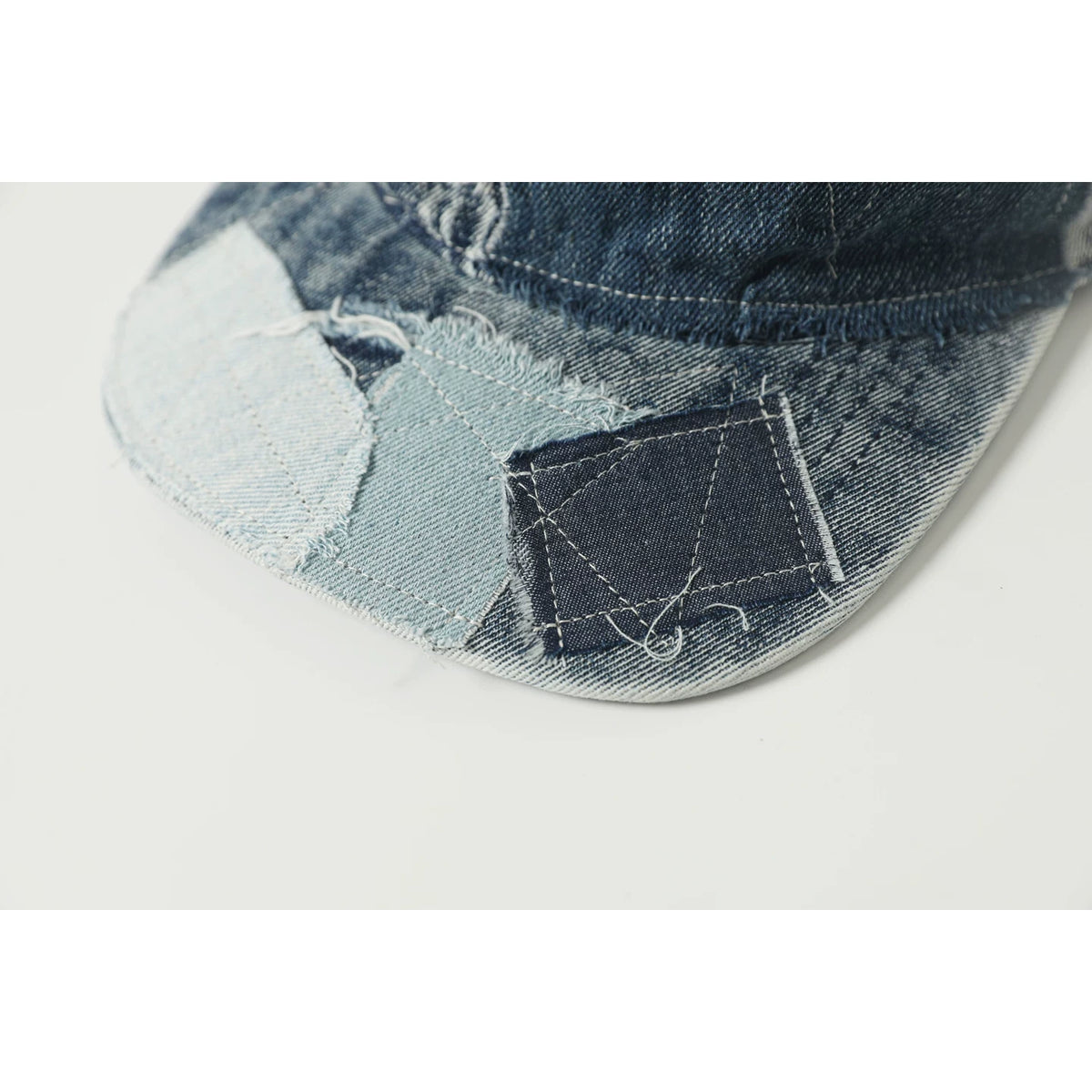 Vintage Patched Distressed Denim Baseball Cap – Japanese Workwear Unisex Adjustable Hat | Yamalinclothes