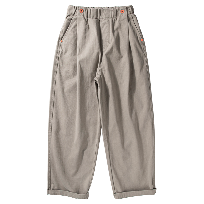 Wide-Leg Cotton Pants – Pleated Elastic Waist | Yamalinclothes | Vintage workwear outfit