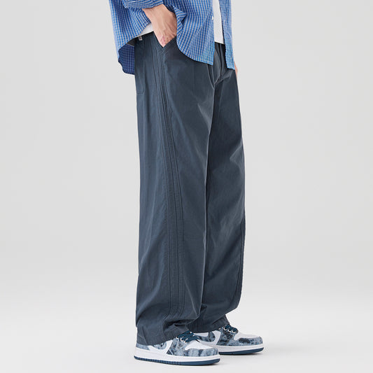 2026 Spring/Summer 170g Lightweight Japanese Cotton Straight Slacks Men's Wide-Leg Anti-Wrinkle Cargo Pants