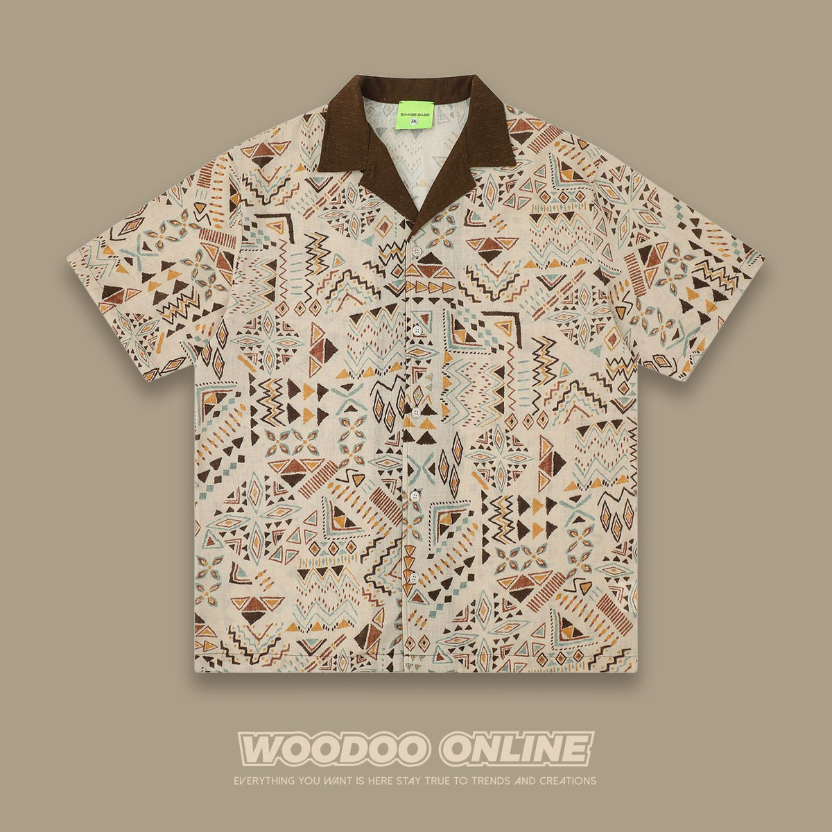 Niche Design American Retro Creative Full Print Graffiti Casual Short-Sleeve Shirt | Yamalinclothes