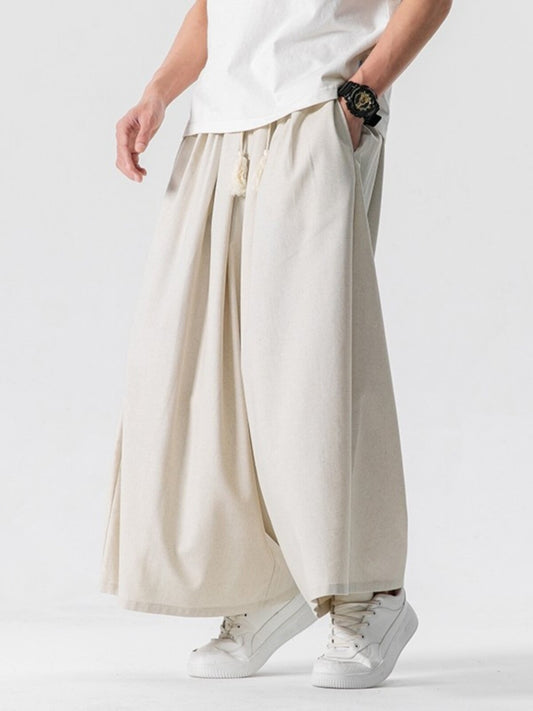 Cotton Linen Wide-Leg Pants – Japanese Bell Bottom Loose Unisex – Japanese vintage | fall outfits 2026 | fall winter outfits | classy winter outfits | lazy comfy outfits | japanese streetwear | vintage workwear | yamalin clothes | Yamalinclothes
