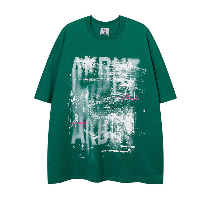 Abstract Letter Graffiti Short Sleeve T-Shirt – American Loose High Street Unisex