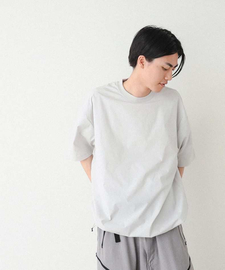 Japanese outdoor sports skills quick-drying hem drawstring round collar short-sleeved T-shirt