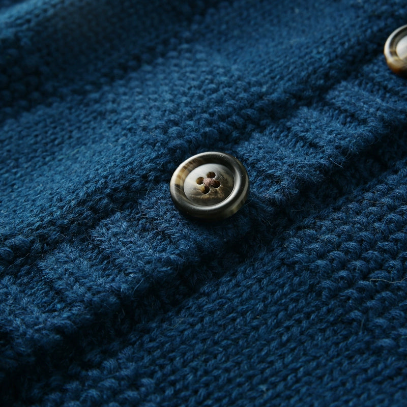 Heavy 100 wool Italy order high-end men's fall/winter round neck padded cardigan knitted sweater jacket