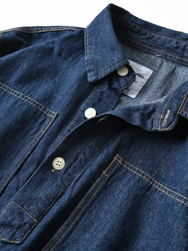 INS fashion brand pure cotton denim long-sleeved shirt