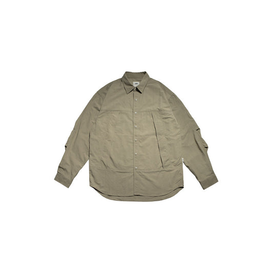 Japanese casual workwear function pleated shirt cleanfit layered silhouette long-sleeved men's spring and autumn jacket