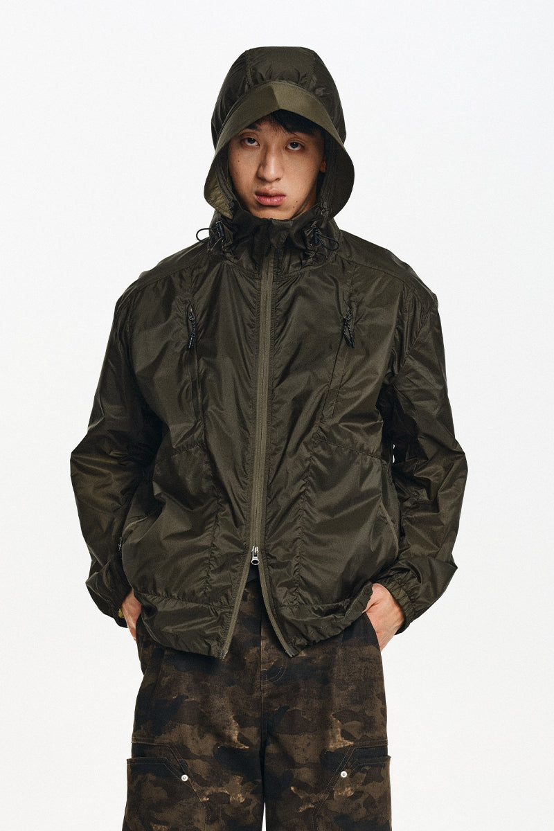 Japan imported paper-like fiber dark grain uv sunscreen hooded four-warehouse sunscreen suit