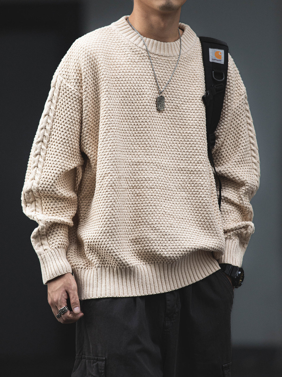 American Vintage Heavyweight Chunky Knit Pullover Sweater – Loose Unisex Autumn Winter | Yamalinclothes