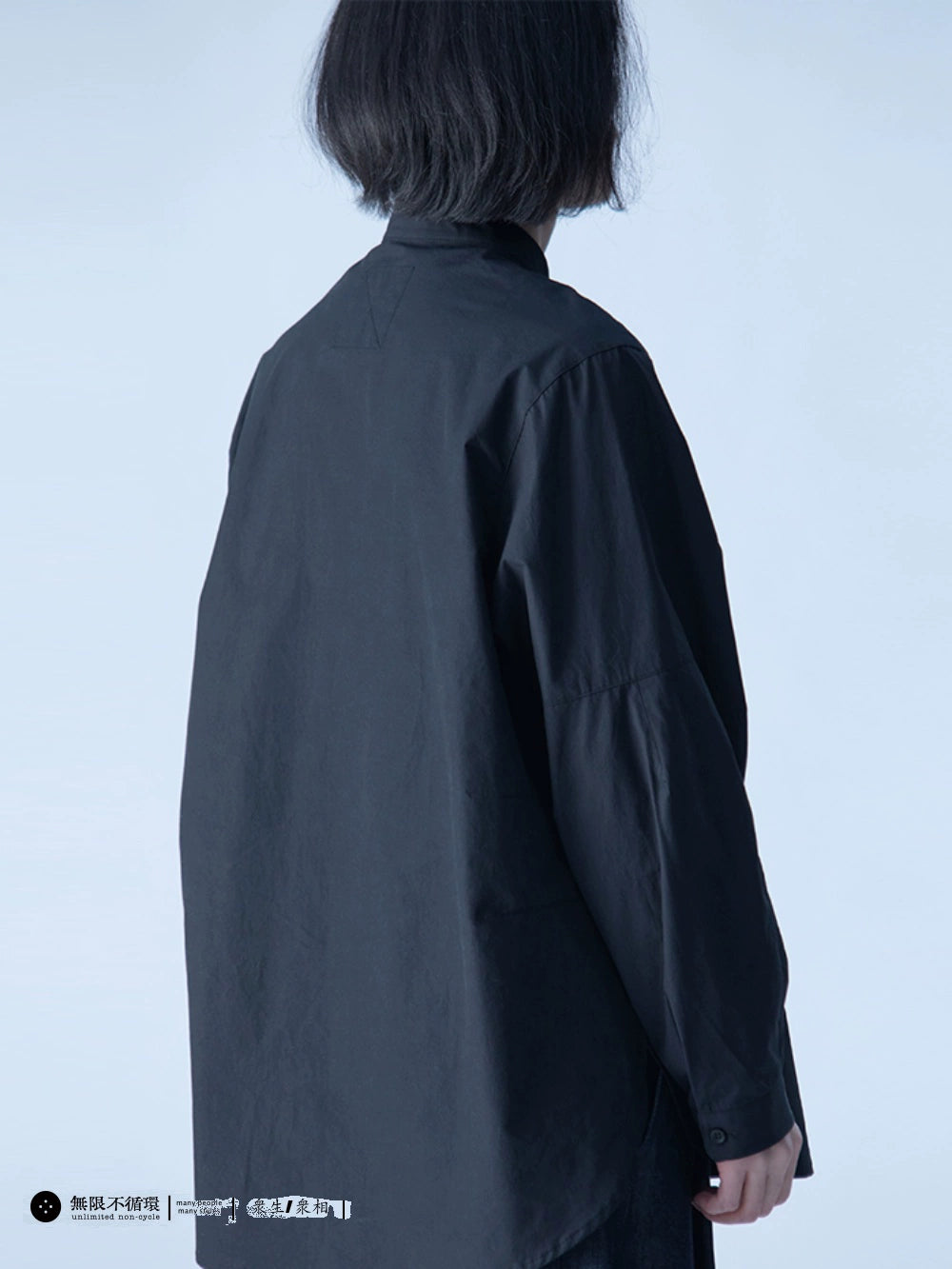 Chinese style pure cotton casual loose stand collar shirt long sleeve men