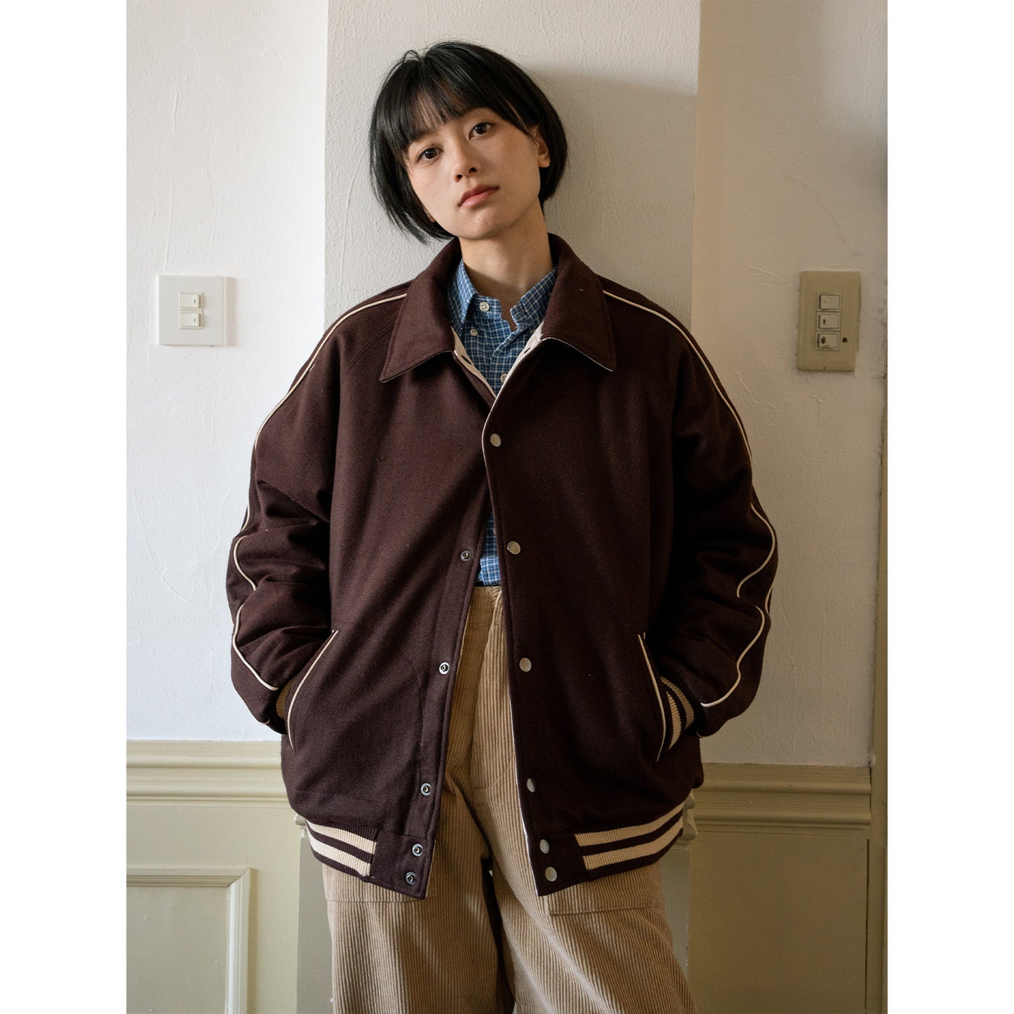 Thinsulate wool-blend reversible cotton jacket is unisex style