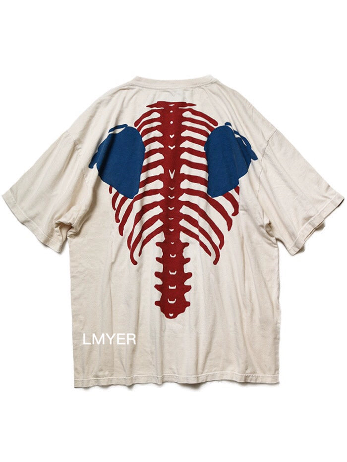 bones ins super fire skeleton loose short sleeve rap with the same size oversize