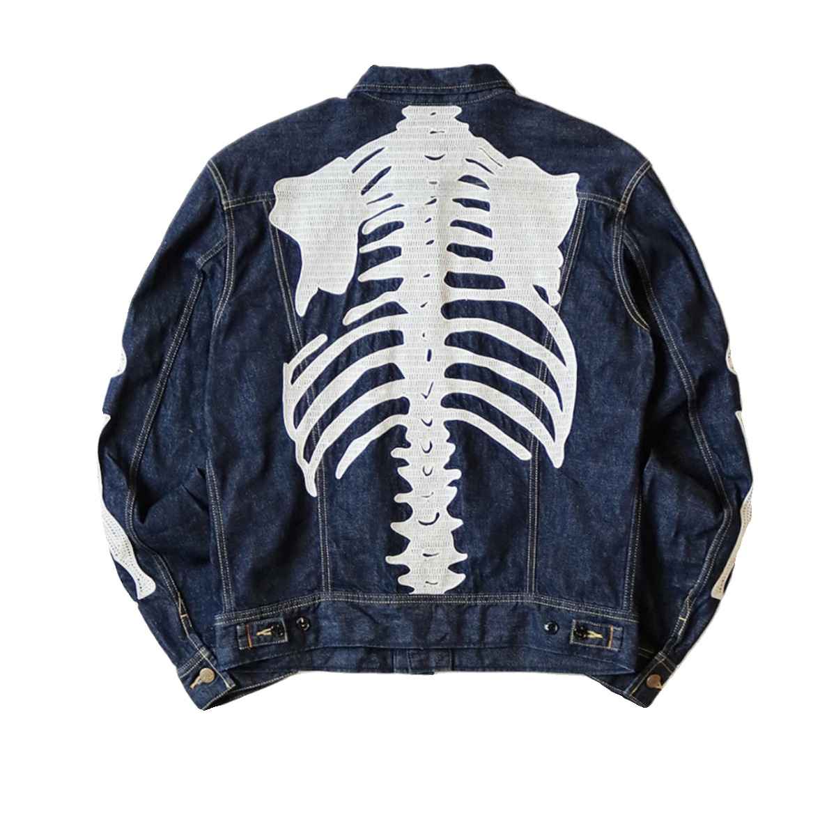 24SS Japanese denim denim lapel bone-embroidered loose jacket