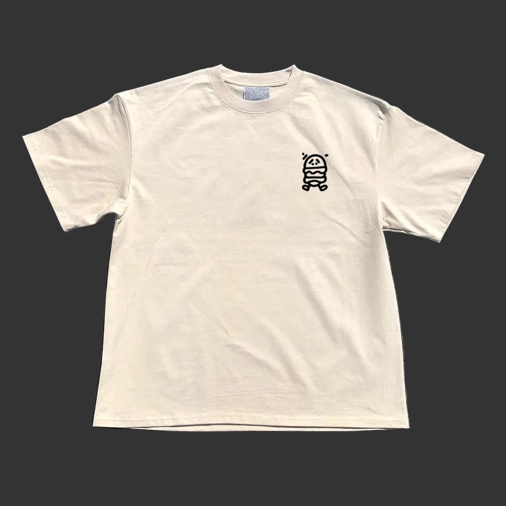 220GSM Heavyweight Graffiti Print T-Shirt - Loose Fit Campus Streetwear Short Sleeve Tee for Men