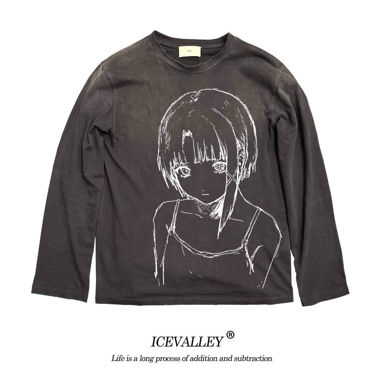 Nostalgic Batik Anime Long Sleeve T-Shirt - Japanese 2D Oversized Tee