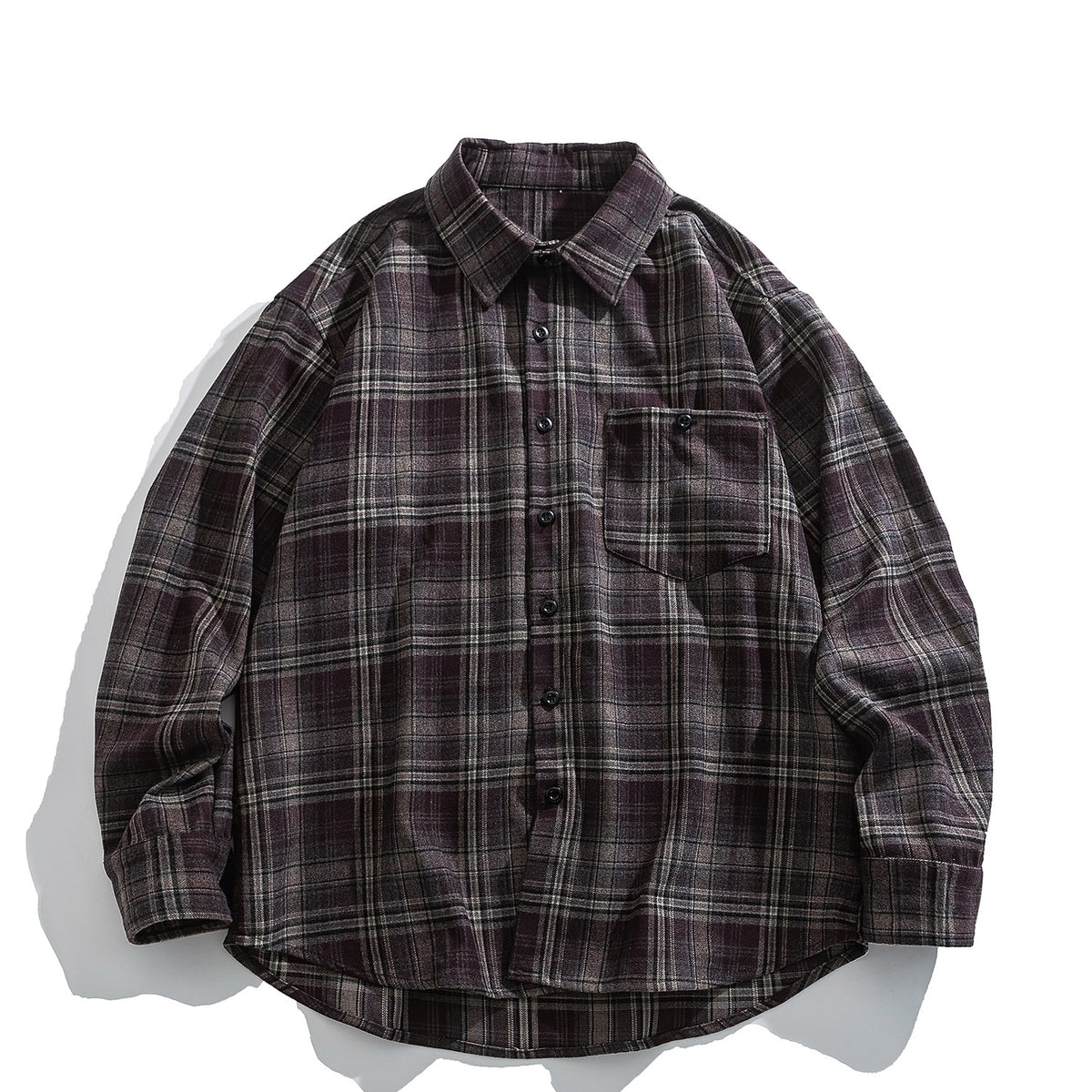 Japanese Vintage Large Plaid Wool-Blend Long-Sleeve Shirt – Oversized Unisex | Yamalinclothes