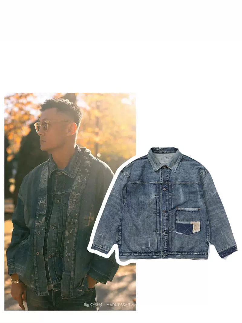 Denim jacket washed old vintage