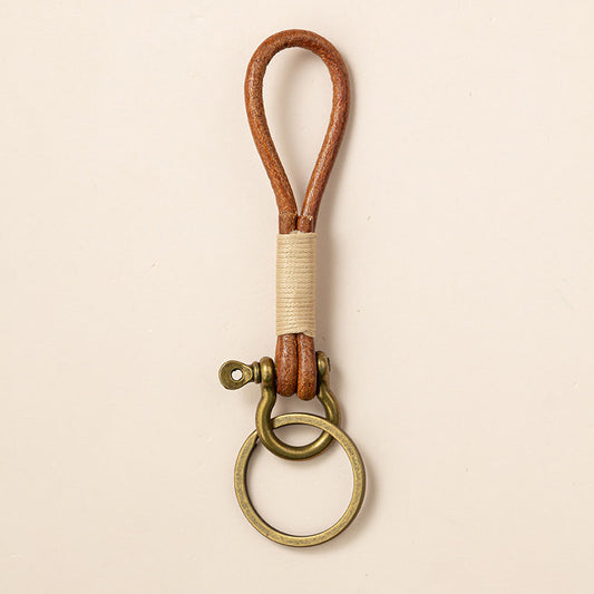 Vintage Cowhide Leather Keychain – Bracelet Pendant Charm – Japanese vintage | yamalin clothes | Yamalinclothes