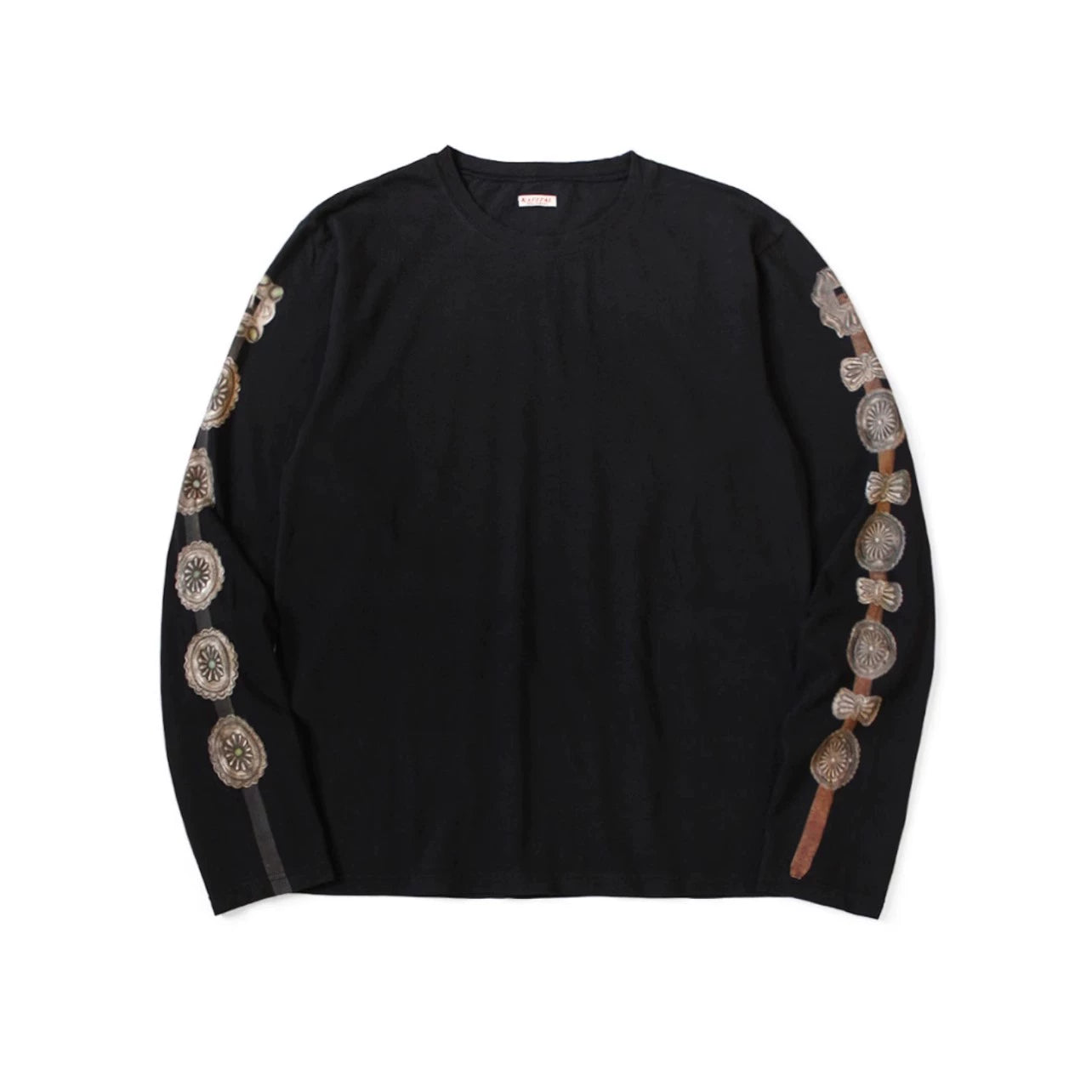 Kapital 25AW Japanese Casual Long Sleeve Tee - Jersey Cotton Belt Print Crew Neck Loose Top