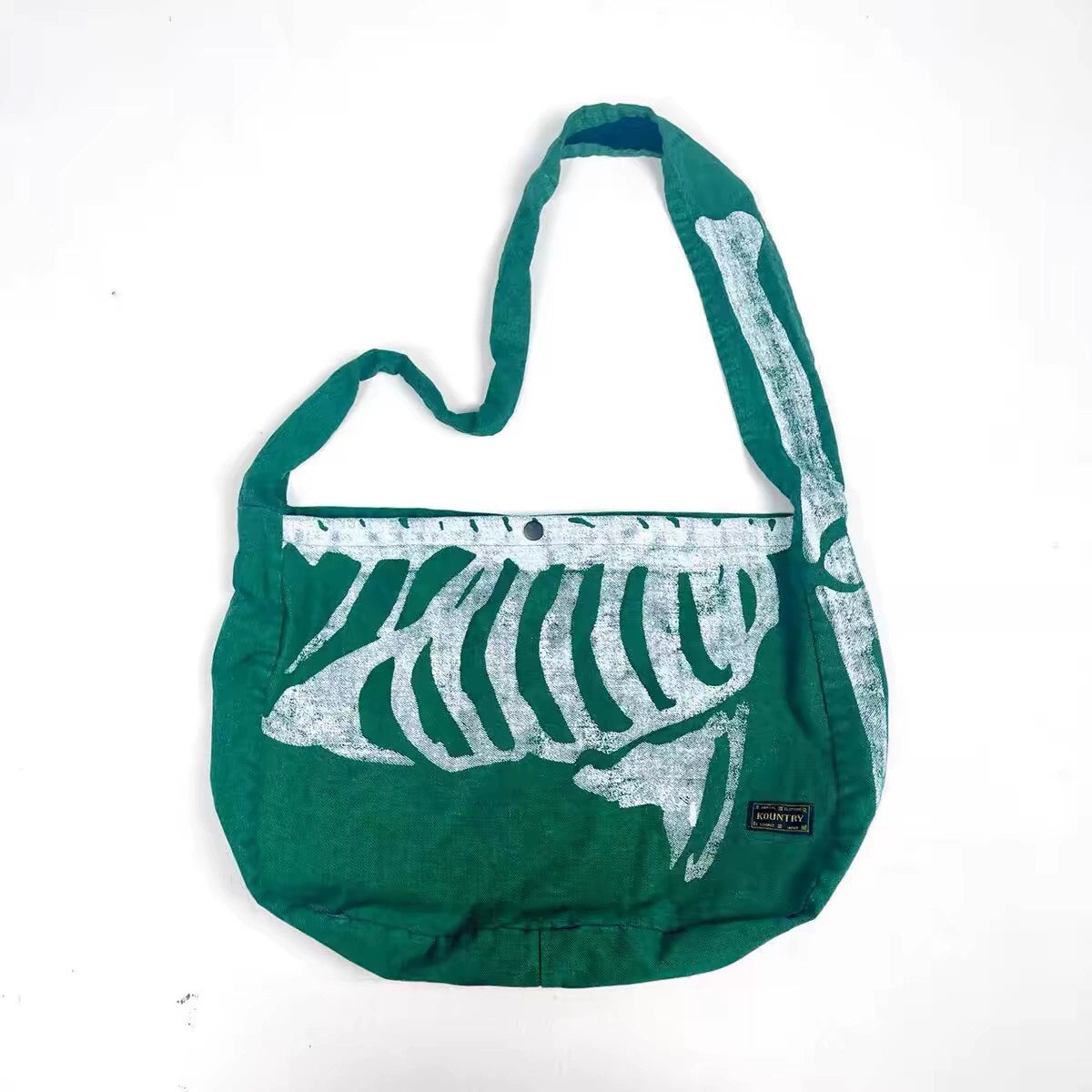 cotton arabesque water ripple cowhide Japanese men's and women's trend crossbody shoulder bag