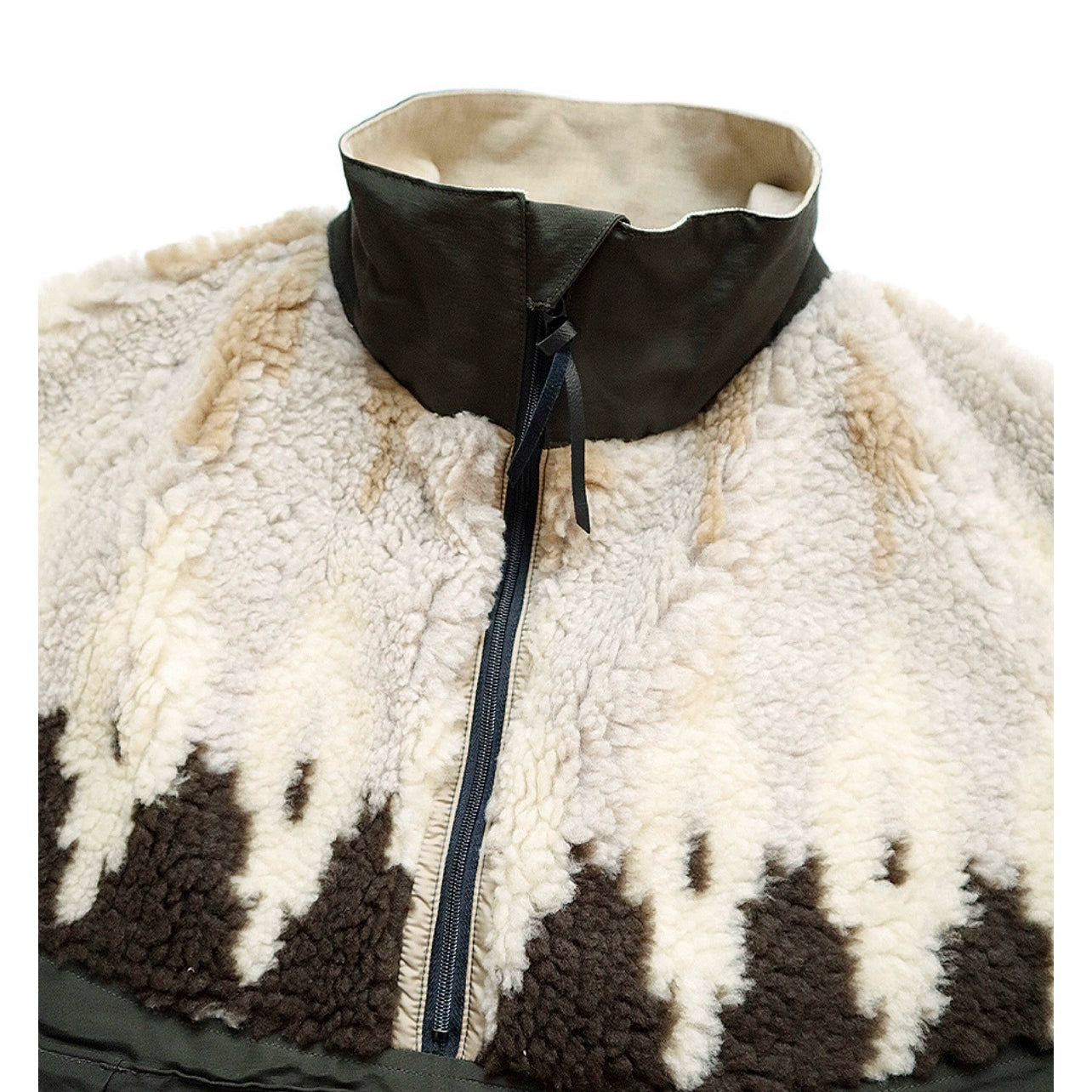 23AW Lambswool Printed Patchwork Half-Turtleneck Jacket