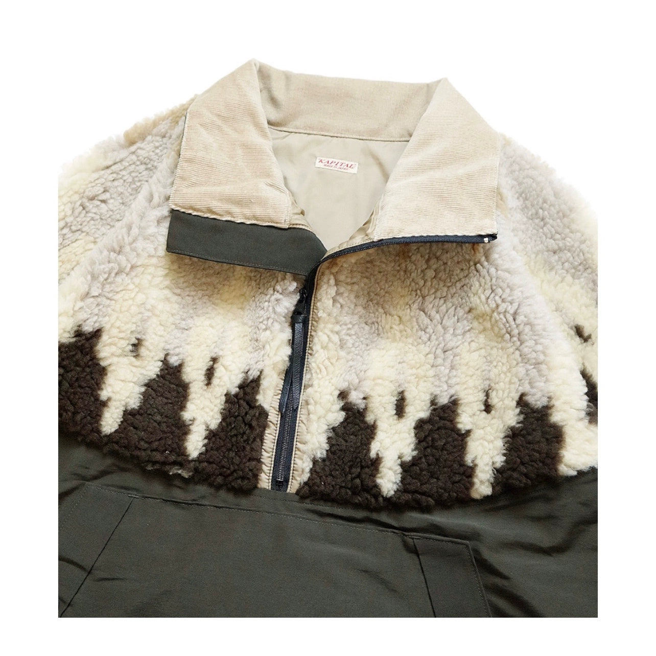 23AW Lambswool Printed Patchwork Half-Turtleneck Jacket