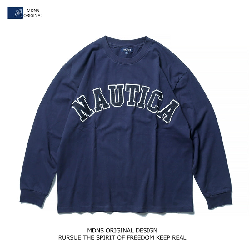 Embroidery long sleeve t-shirt loose casual round collar lovers sweater autumn and winter