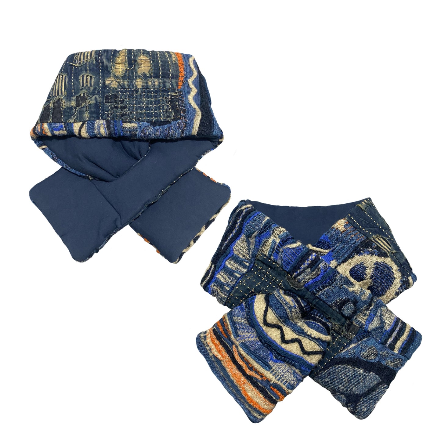 Vintage Hirata and Hiroshi anti-war jacquard patch patchwork scarf