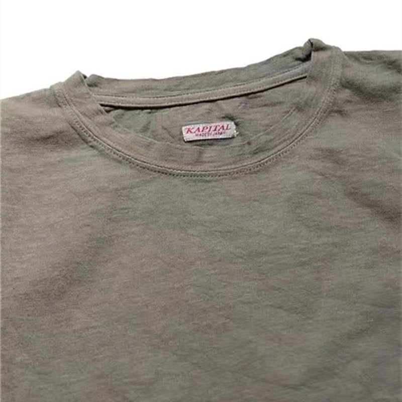Batik embroidery Japanese fashion men and women loose round collar T-shirt short sleeve