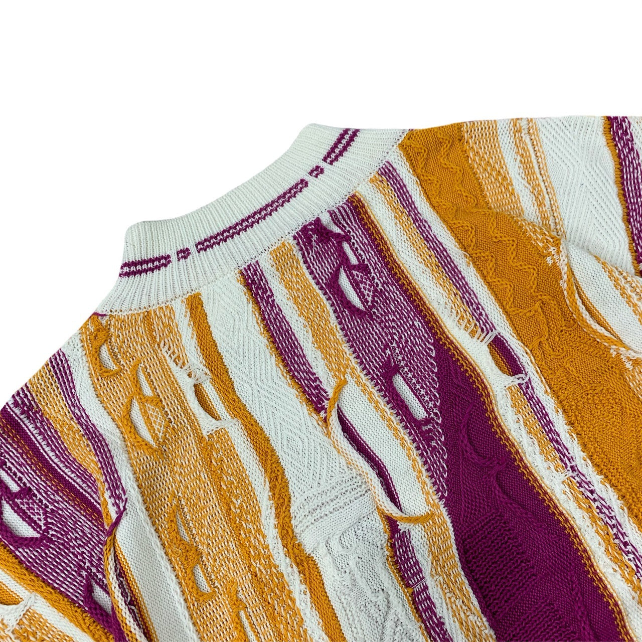 Bitter Melon Jacquard Sweater – Vintage Wave-Contrast Knit, Unisex
