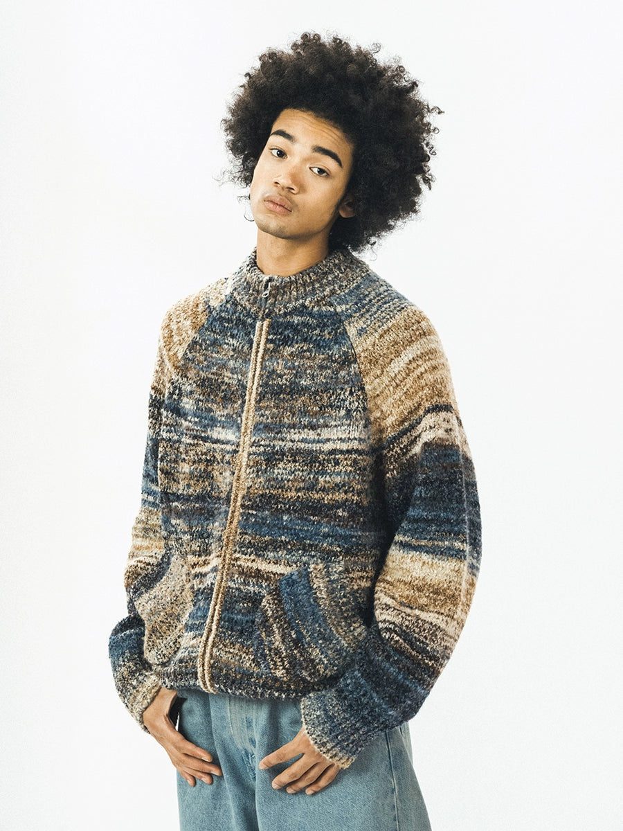 714street cardigan jacket men's couple wear half turtleneck sweater autumn and winter brand sweater striped cardigan