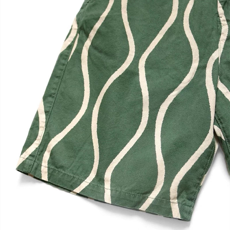 cotton, linen and water ripple printing Japanese trend tethered casual work shorts