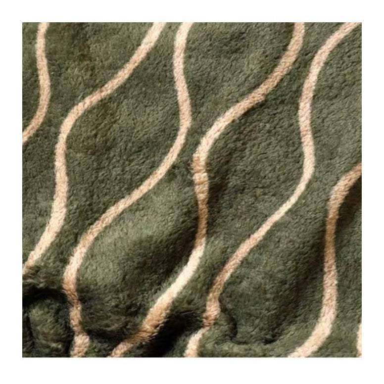 Japanese Tang grass fleece wavy stripe fleece zipper jacket