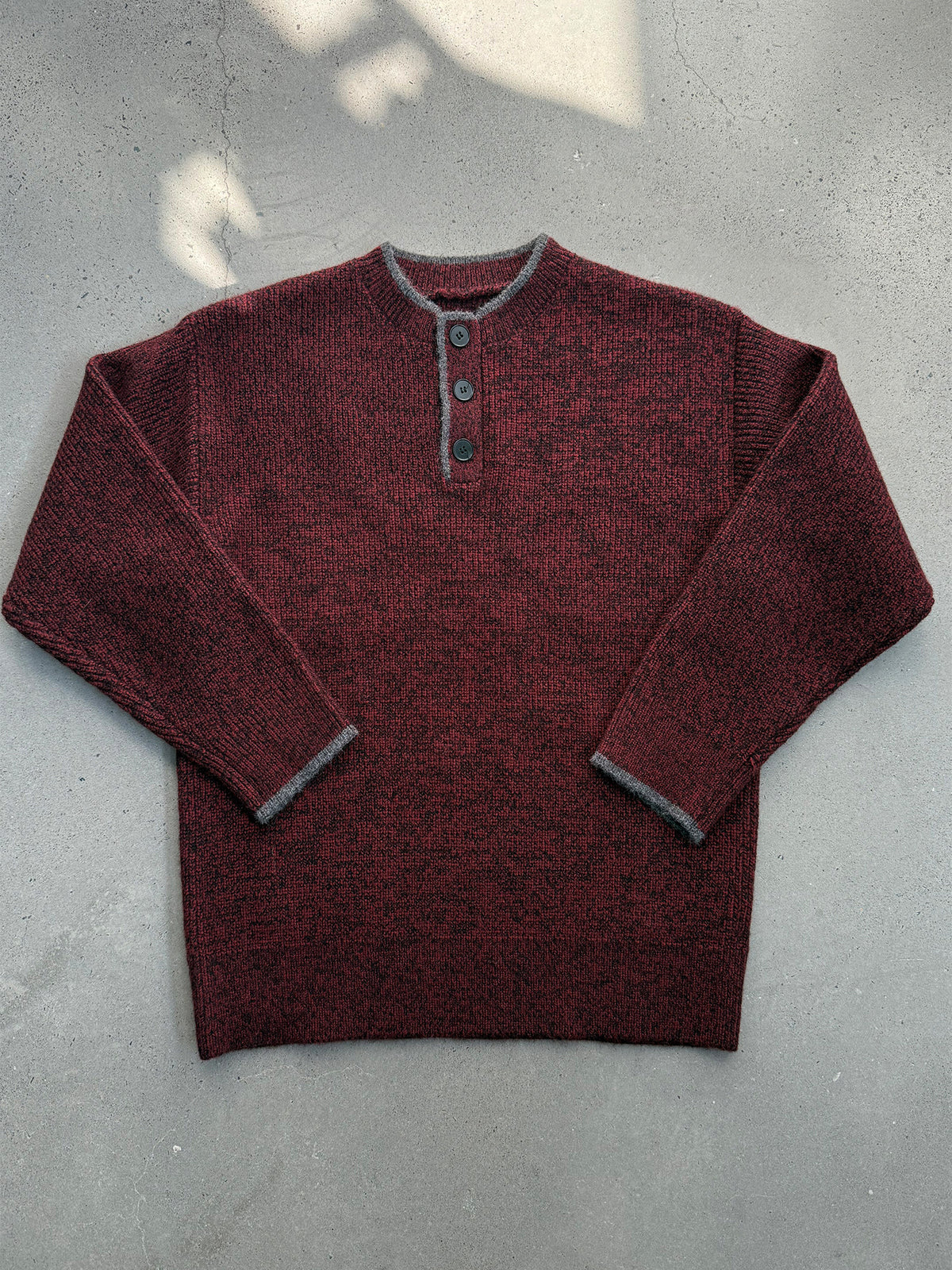 Retro Henley Knit Sweater – Lazy Style Crew Neck Men | Yamalinclothes
