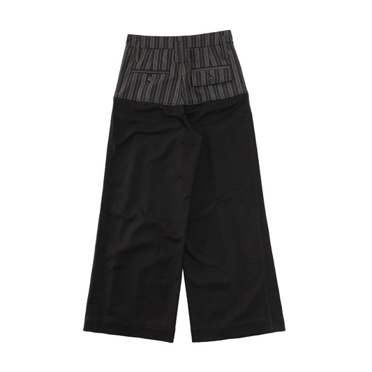Vertical striped color-blocked straight-leg casual cotton trousers from a niche designer brand