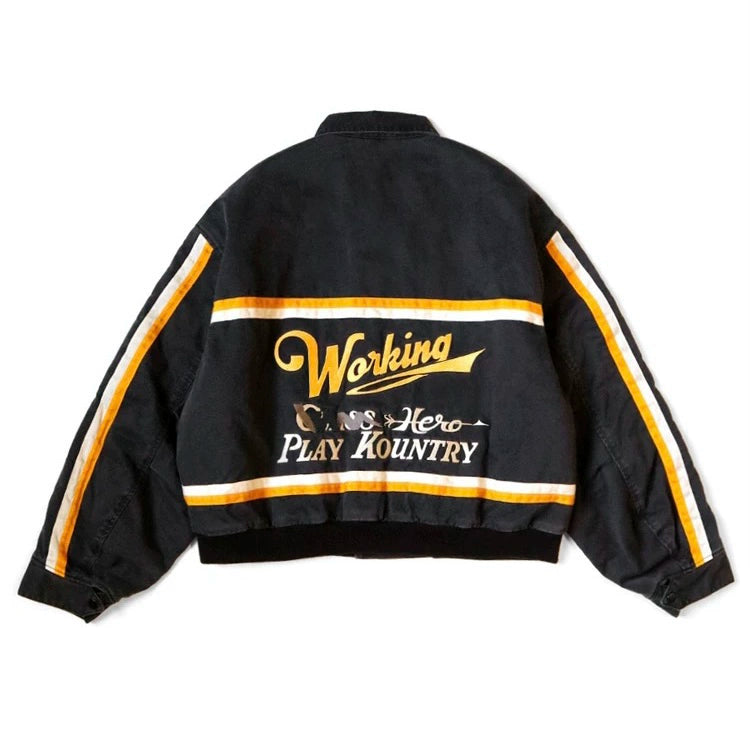 correct version Japanese batik embroidered biker long-sleeved padded jacket