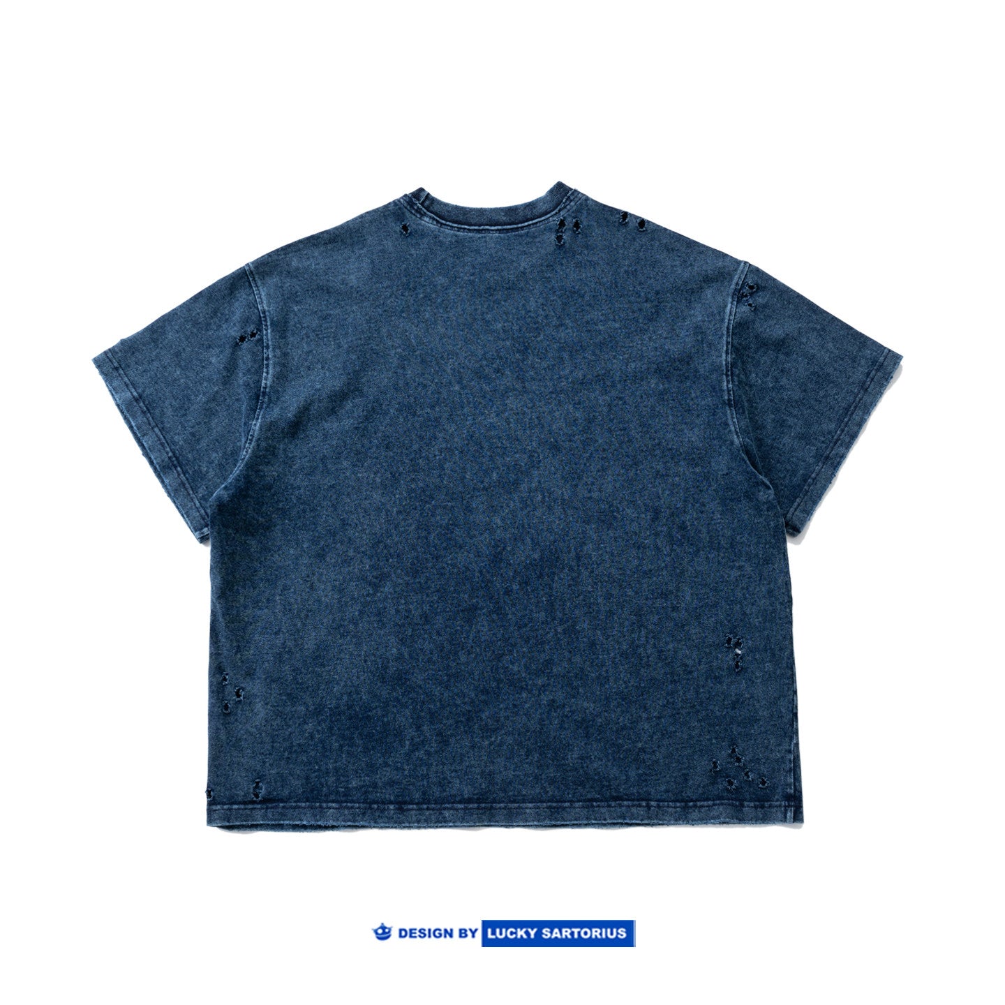 American Vintage Washed Ripped Loose T-Shirt - Unisex Crew Neck Pure Cotton Short Sleeve Tee