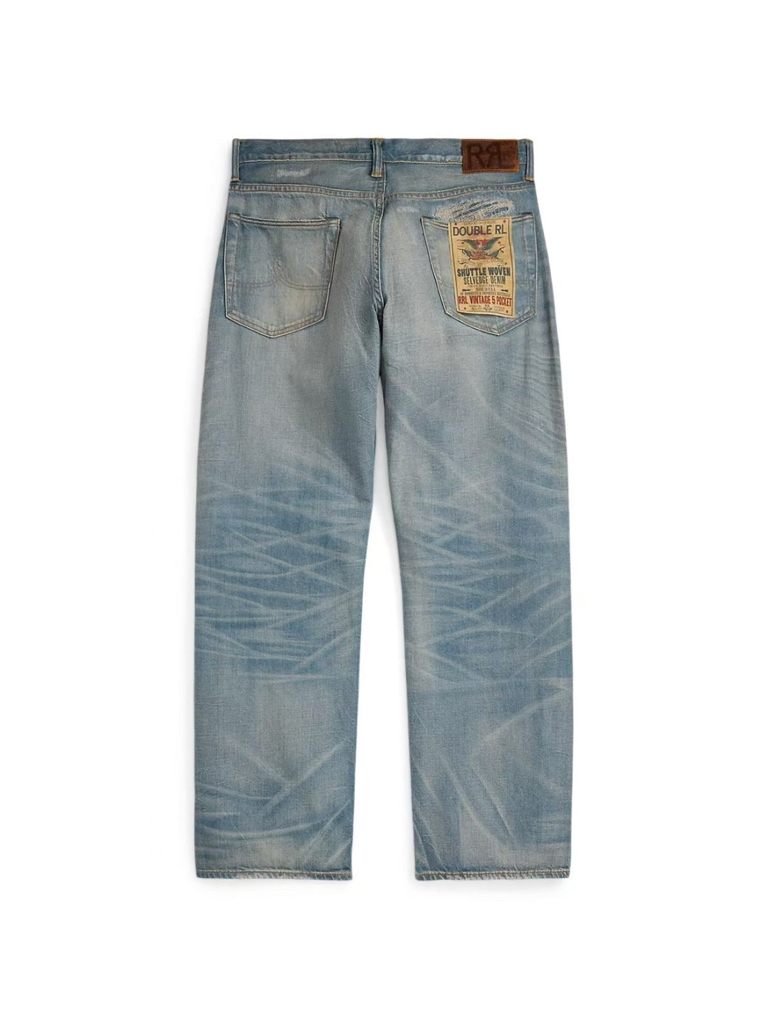 25SS Double R Japanese casual distressed vintage destruction embroidery reshuffled ripped straight-leg denim trousers