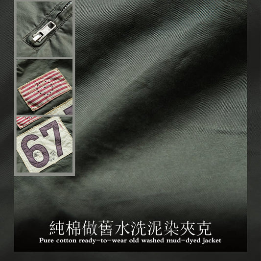 American-style trendy washed retro versatile casual motorcycle cotton jacket