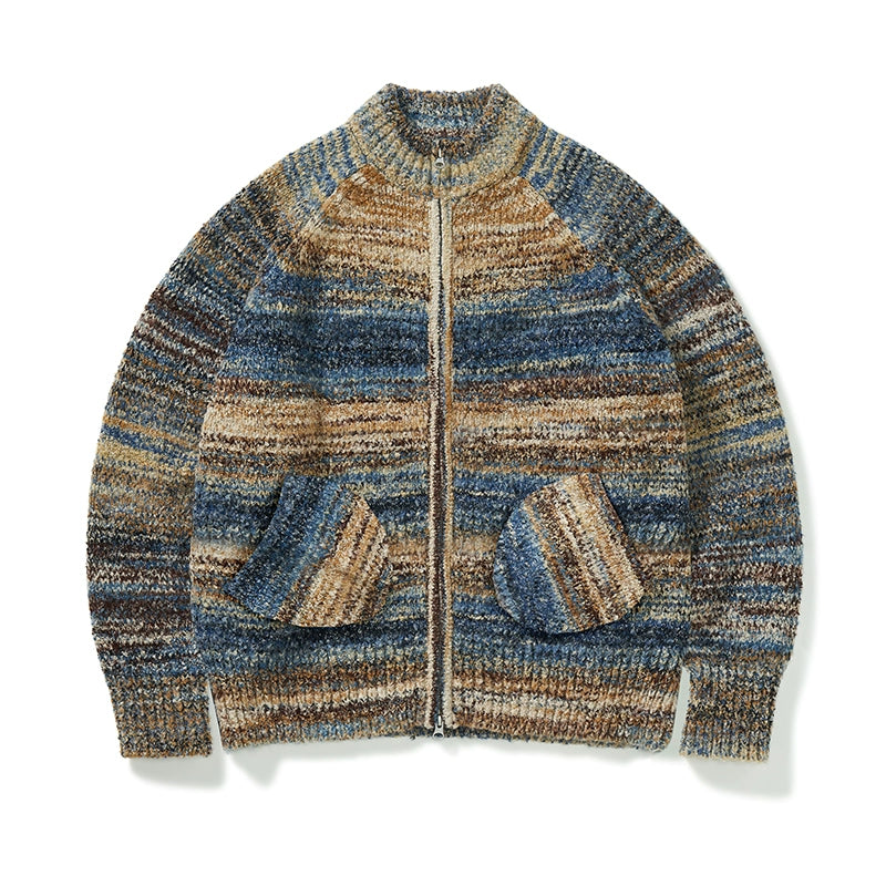 714street cardigan jacket men's couple wear half turtleneck sweater autumn and winter brand sweater striped cardigan
