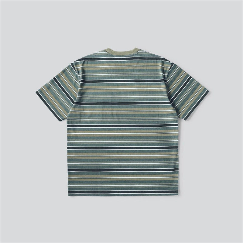 Summer striped short-sleeved T-shirt for men and women round neck 280g heavy T-shirt