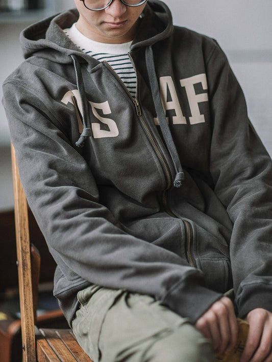 Heavy Zip Hoodie – American Retro Military Print Workwear Thickened Unisex – hoodie | japanese streetwear | vintage workwear | unisex | Yamalinclothes
