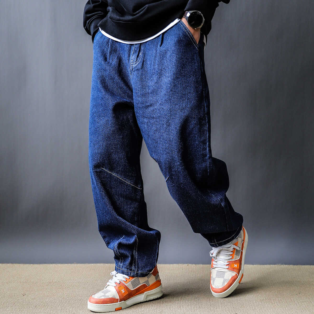 Black Jeans Men's 2024 New Spring Thin High Street Loose Fried Street Handsome Straight Leg Casual Long Pants